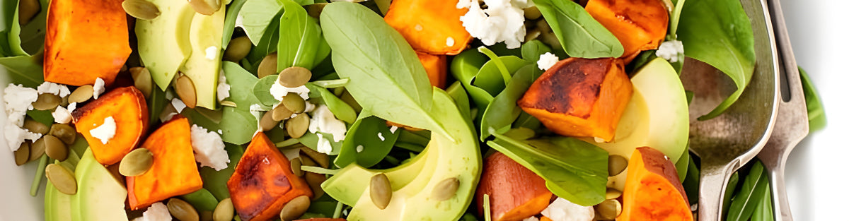 Nourishing Roasted Orange Kumara & Greens Salad